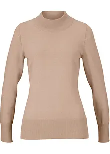 Maglione basic in maglia fine con collo dritto e cotone riciclato, bonprix