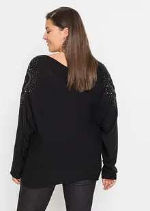 Maglione a costine con strass, bonprix