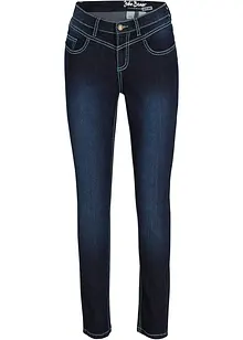 Jeans slim con impunture a contrasto, a vita media, bonprix