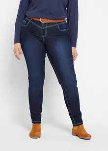 Jeans slim con impunture a contrasto, a vita media, bonprix