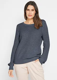 Maglione in maglia operata di misto cotone, bonprix