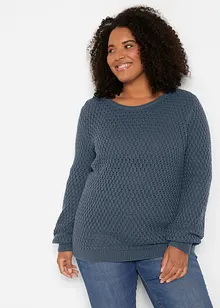 Maglione in maglia operata di misto cotone, bonprix