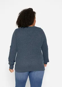 Maglione in maglia operata di misto cotone, bonprix