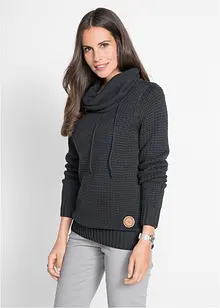 Maglione a collo alto con cordoncino, bonprix