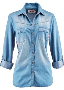 Bonprix Donna Abbigliamento Camicie Camicie denim Blu Blusa in jeans smanicata 