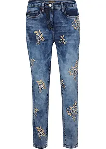 Jeans con ricami floreali, bonprix