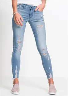 Jeans cropped super skinny strappati, bonprix