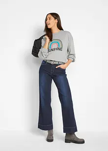 Jeans wide leg elasticizzati, vita media, bonprix