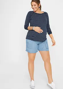 Shorts prémaman effetto jeans  con lino, bonprix