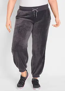 Pantaloni da jogging in pile con fascette al fondo, bonprix