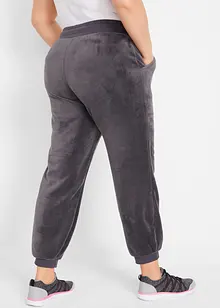 Pantaloni da jogging in pile con fascette al fondo, bonprix