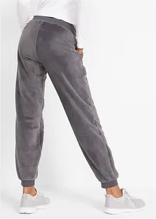 Pantaloni da jogging in pile con fascette al fondo, bonprix