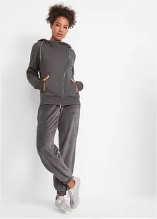 Pantaloni da jogging in pile con fascette al fondo, bonprix