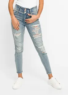 Jeans skinny a vita alta con zone sdrucite, bonprix