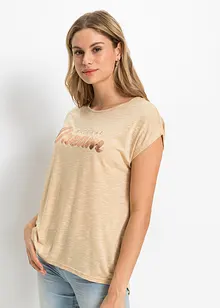 Maglia lunga con scritta in rilievo, bonprix