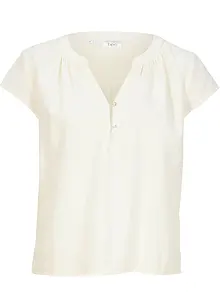 Blusa corta in misto lino con spacchi laterali, bonprix