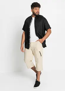 Camicia a maniche corte in lino con colletto alla coreana, bonprix