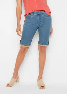 Bermuda in jeans con risvolto colorato, bonprix