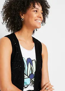 Gilet lungo in maglia traforata, bonprix