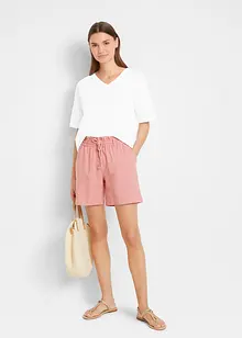 Shorts paper bag in misto lino, bonprix