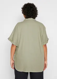 Blusa lunga di lino con bottoni, bonprix