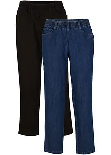 Jeans straight con cinta comoda, vita media (pacco da 2), bonprix