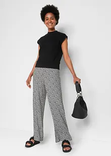 Pantaloni a palazzo di jersey  fantasia con cinta comoda, bonprix