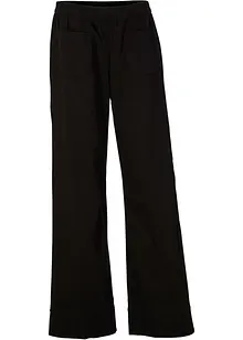 Pantaloni in twill con gambe svasate e cinta elastica a vita alta, bonprix