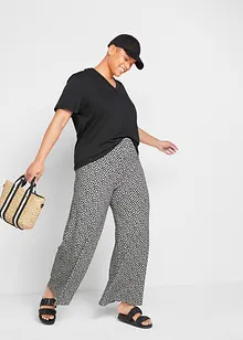 Pantaloni a palazzo di jersey  fantasia con cinta comoda, bonprix