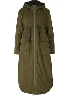 Cappotto in velluto a coste con cappuccio in pile teddy di puro cotone, bonprix