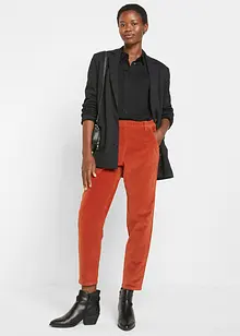 Pantaloni di velluto cropped con cinta comoda a vita alta, bonprix