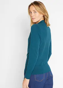 Maglione basic in maglia fine con collo dritto e cotone riciclato, bonprix