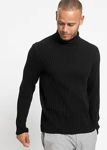 Maglione a collo alto a coste con cotone riciclato, bonprix