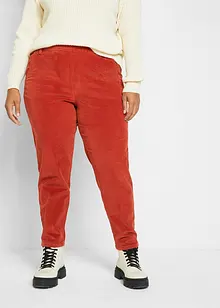 Pantaloni di velluto cropped con cinta comoda a vita alta, bonprix