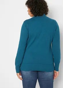 Maglione basic in maglia fine con collo dritto e cotone riciclato, bonprix