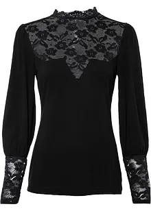 Maglia a maniche lunghe con pizzo, bonprix