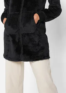 Giacca lunga da casa in pile ultra morbido con cappuccio, bonprix