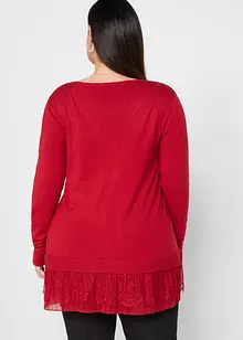 Maglione con pizzo e plissettatura, bonprix