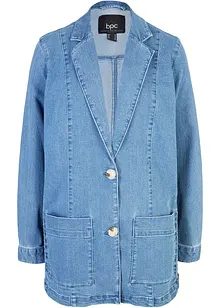 Blazer lungo in jeans con inserti smock ai lati, bpc bonprix collection