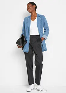 Blazer lungo in jeans con inserti smock ai lati, bpc bonprix collection