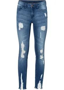 Jeans cropped super skinny strappati, bonprix