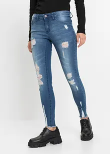 Jeans cropped super skinny strappati, bonprix