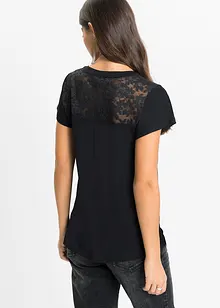 Maglia serafino con pizzo, bonprix