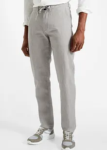 Pantaloni chino in misto lino con elastico in vita, straight, bonprix