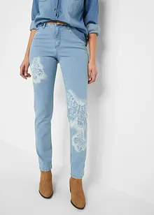 Jeans elasticizzati stampati straight, a vita media, bonprix