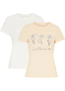 T-shirt basic con stampa (pacco da 2), bonprix