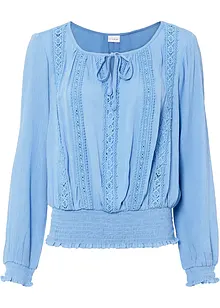 Blusa con pizzo traforato, bonprix