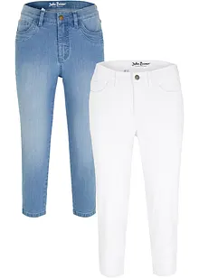 Jeans cropped slim fit, a vita media (pacco da 2), bonprix