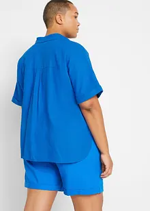 Camicetta oversize in misto lino con mezze maniche, bonprix