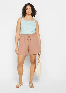 Shorts paper bag in misto lino, bonprix
